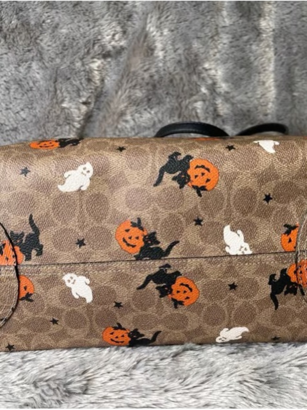 Coach Brown Halloween Print Tote with Black Handles - Picture 4 of 4